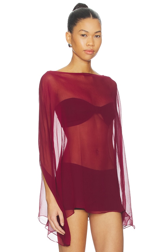 view 2 of 4 Ibis Poncho Set in Oxblood