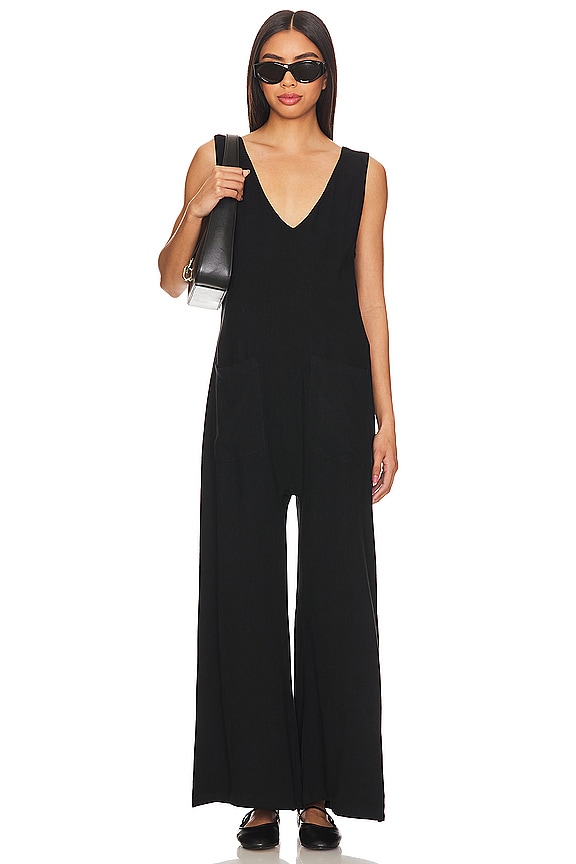 view 2 of 4 Linen Maternity Jumpsuit in Black
