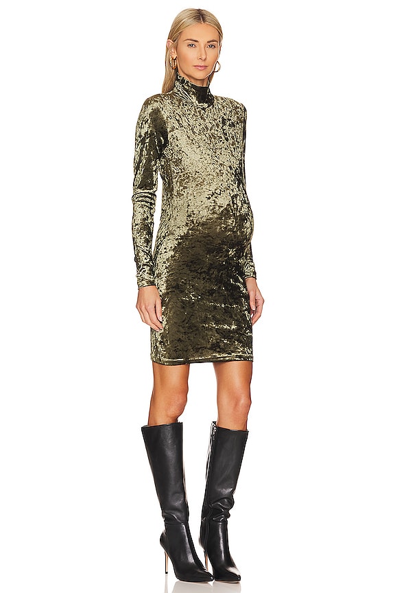 view 2 of 4 The Nicole Olive Velvet Dress in Olive