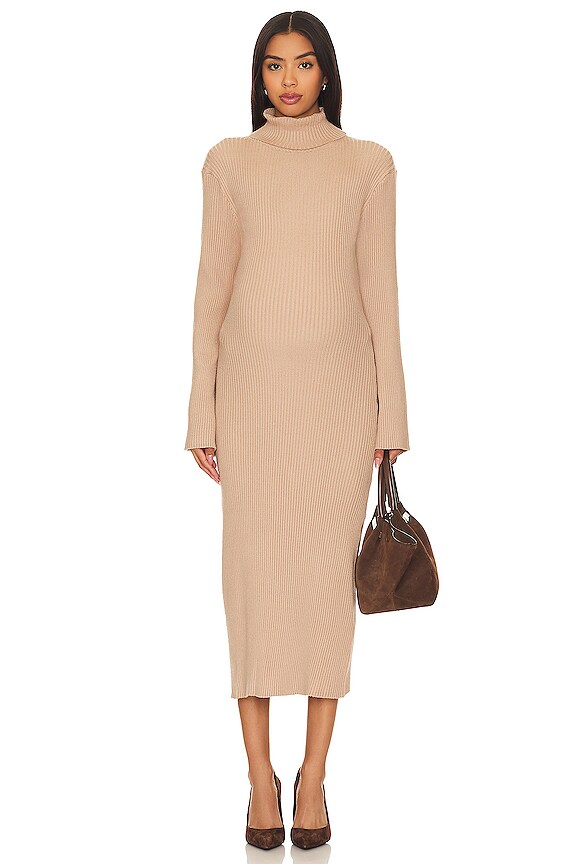 view 2 of 4 Cozy Rib Maternity Dress in Camel