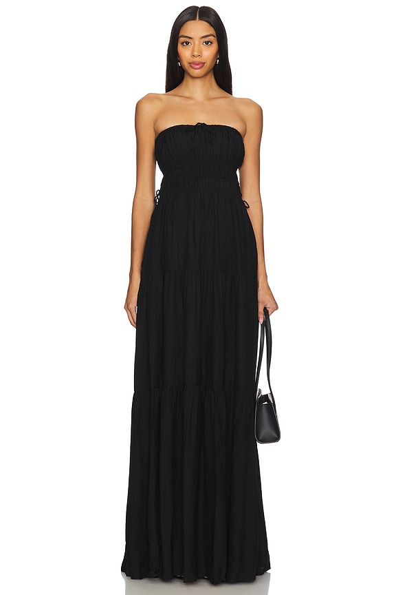 view 2 of 4 Shirred Strapless Dress in Black