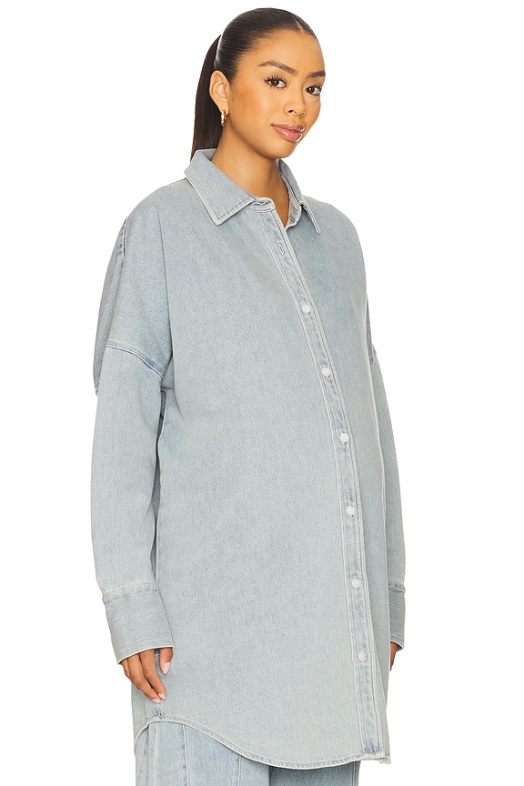 view 2 of 5 Denim Oversized Shirt Dress in Light Blue