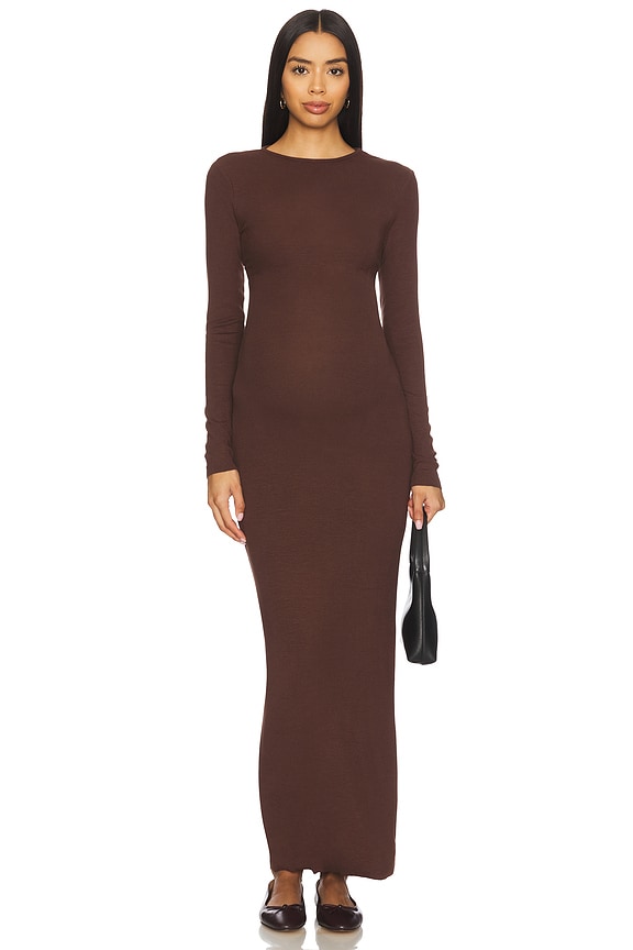 view 2 of 4 Soft Rib Maxi Dress in Chocolate
