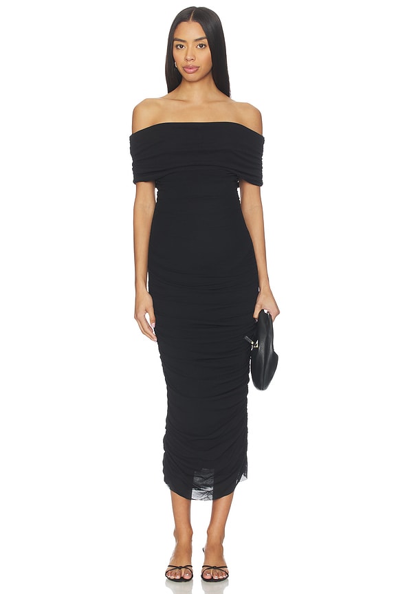 view 2 of 4 Sleeveless Off The Shoulder Mesh Dress in Black