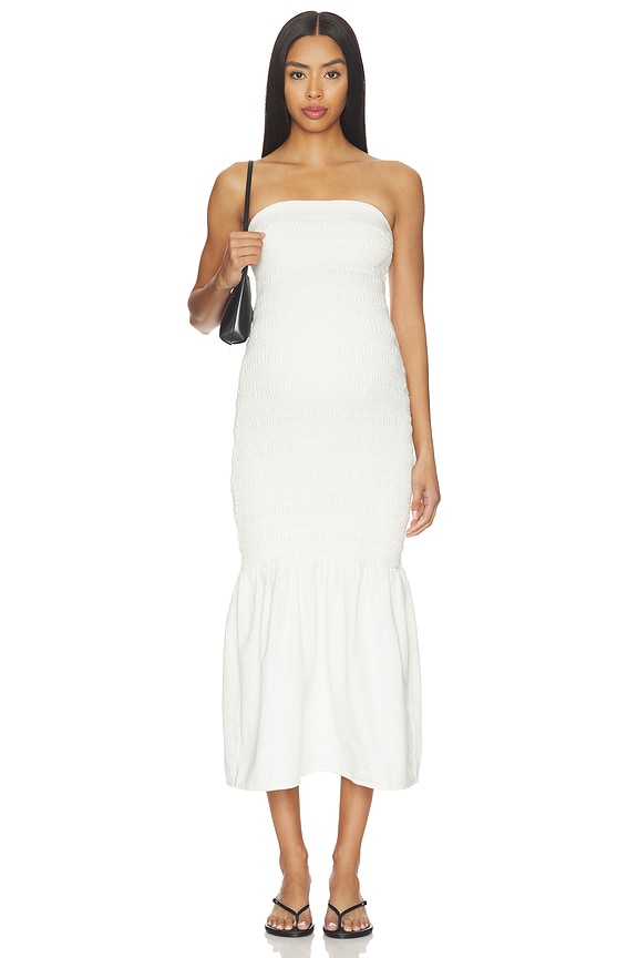 view 2 of 3 Denim Smocked Dress in Ivory