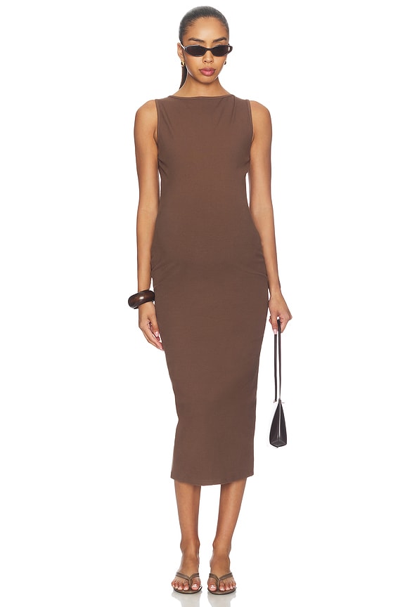 view 2 of 3 VESTIDO MIDI in Brown
