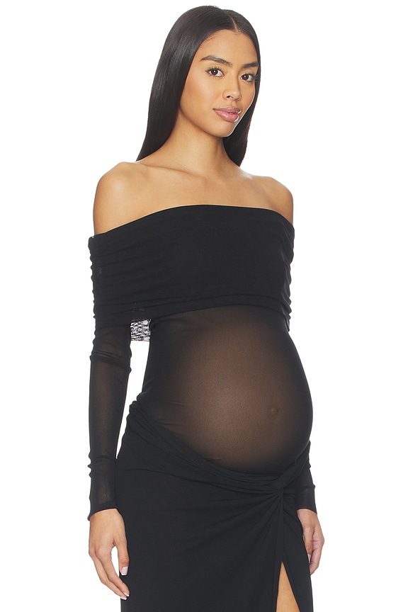 view 2 of 4 Off The Shoulder Soft Mesh Top in Black