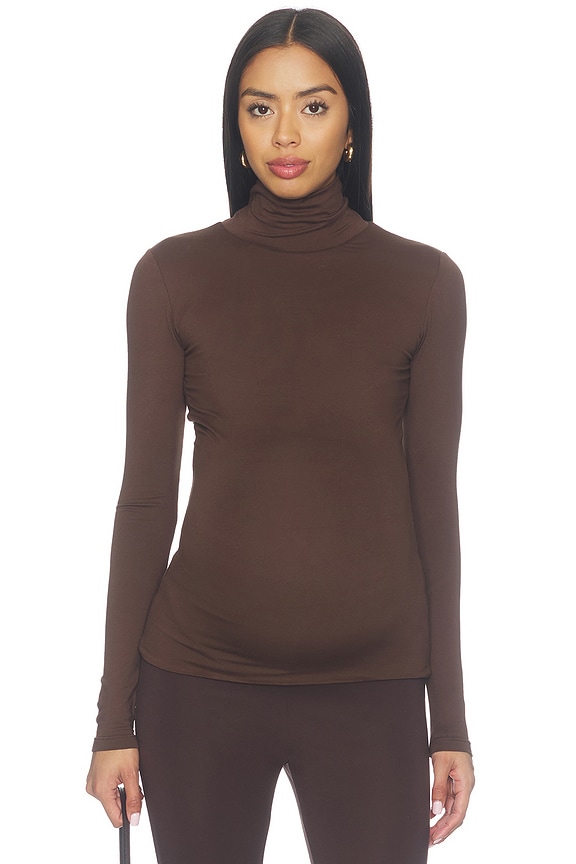 view 2 of 4 The Maternity Turtleneck Top in Chocolate