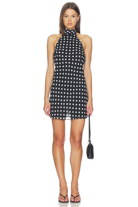 view 1 of 4 VESTIDO HALTER THE PIPER in Black And White Dot
