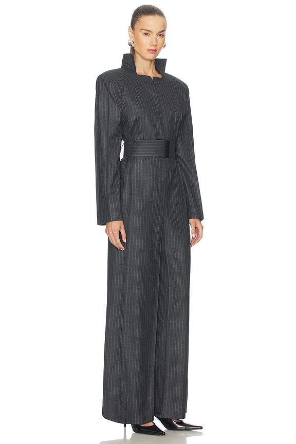 view 2 of 4 Pinstriped Jumpsuit in Dark Grey