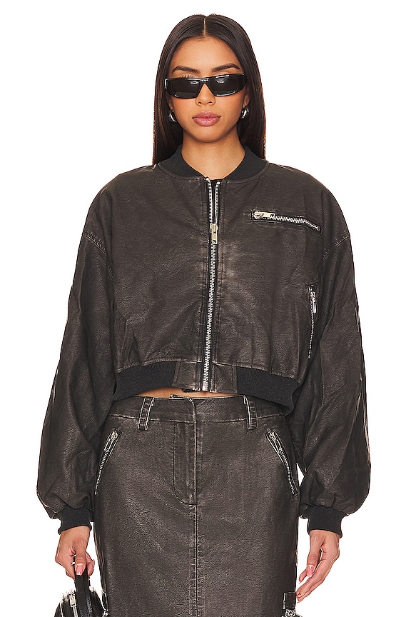 view 2 of 5 CHAQUETA BOMBER DE PIEL SINTÉTICA AVERY in Vintage Black
