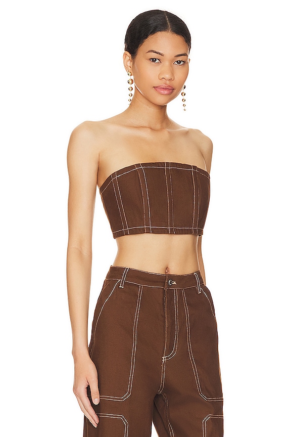 view 2 of 4 COOPER 크롭 탑 in Chocolate Brown