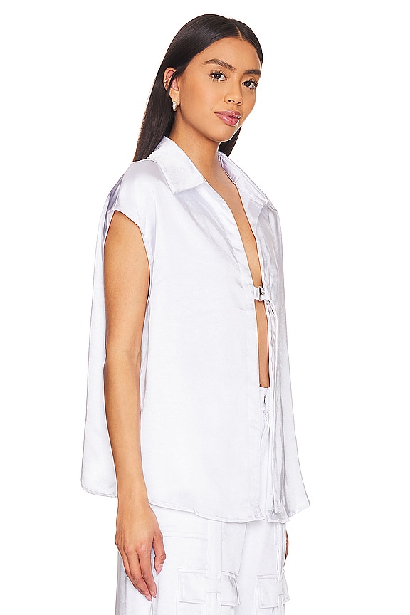 view 2 of 4 Andi Sleeveless Shirt in White Satin