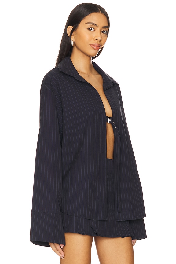 view 2 of 5 Andi Shirt in Navy Pinstripe