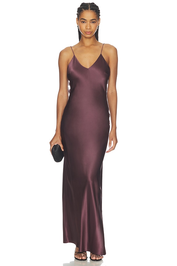 view 2 of 3 ROBE EN SOIE PASCALE in Aubergine