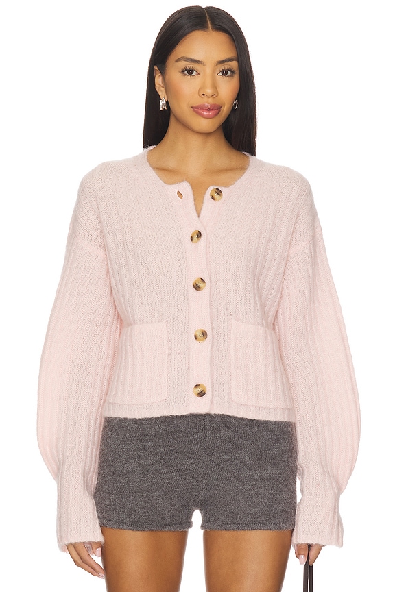 view 2 of 6 CIERROU リブカーディガン in Chalk Pink