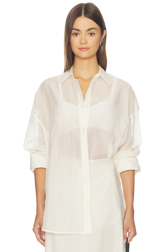 view 1 of 4 Derris Soft Organza Shirt in Soft White