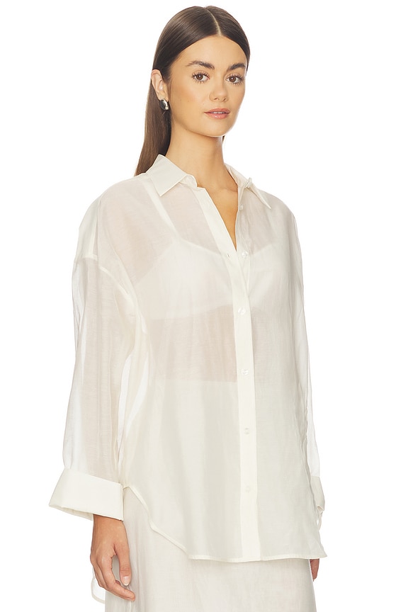 view 2 of 4 Derris Soft Organza Shirt in Soft White
