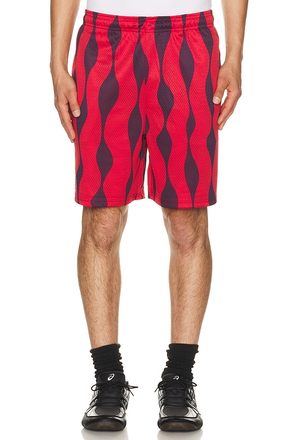 view 1 of 5 Waved Mesh Shorts in Red