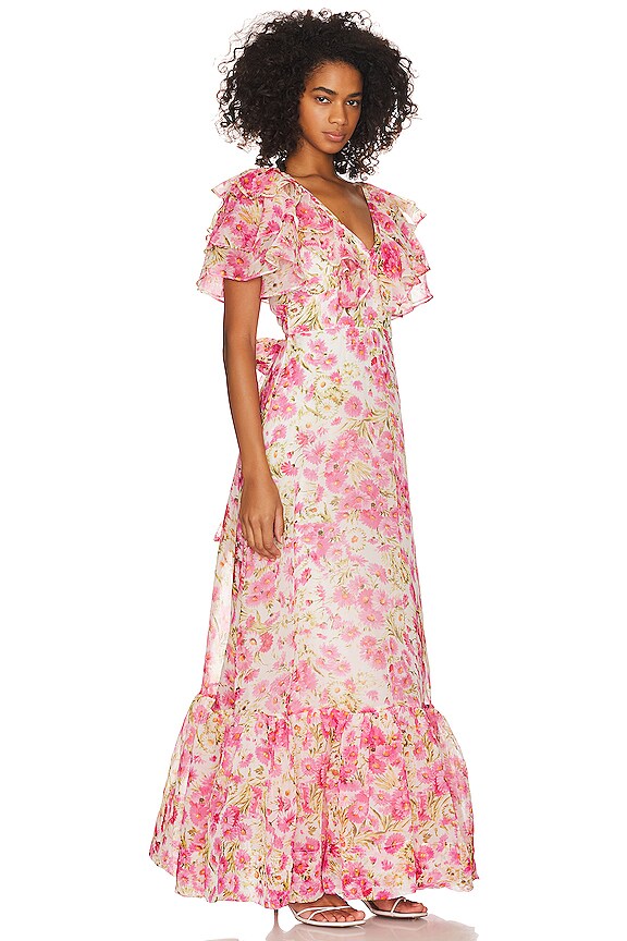 view 2 of 3 Organza Tieback Gown in Pink Daisy