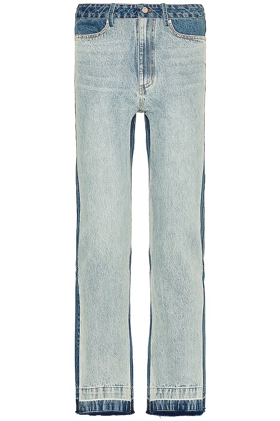 view 2 of 5 Panelled Cropped Straight Jean in Faded Blue
