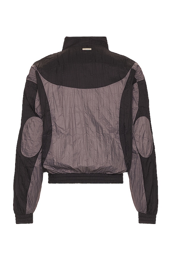 view 2 of 5 Wrinkled Nylon Arch Paneled Track Jacket in Black & Gray