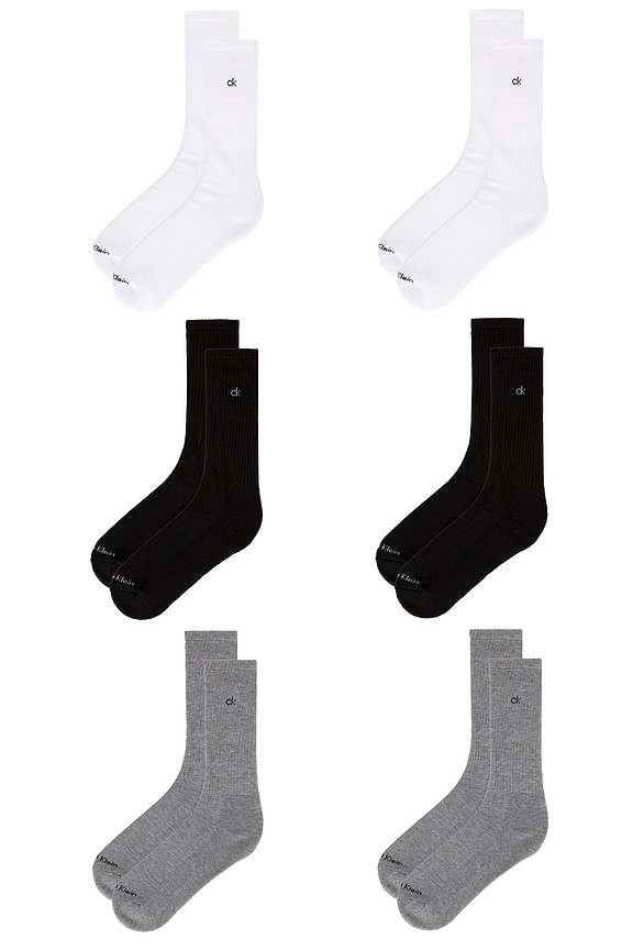 view 2 of 4 6 Pack Basic Cushion Crew Socks in Grey Heather Assorted