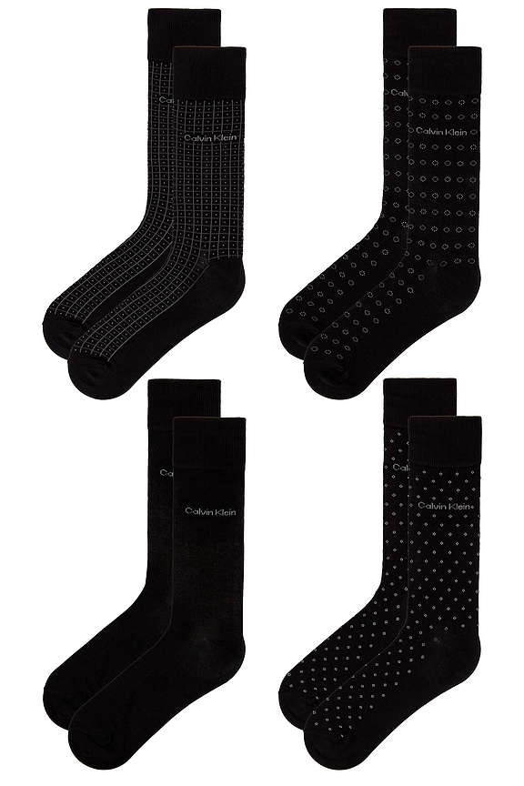 view 2 of 2 4 Pack Rayon Flat Knit Dress Crew Socks in Black