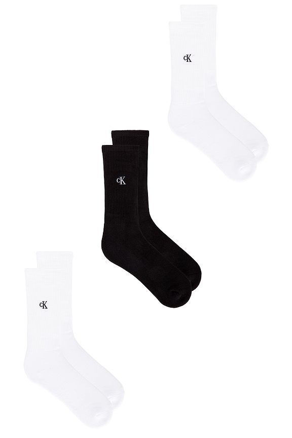 view 2 of 3 3 Pack Cushion Crew Socks in White