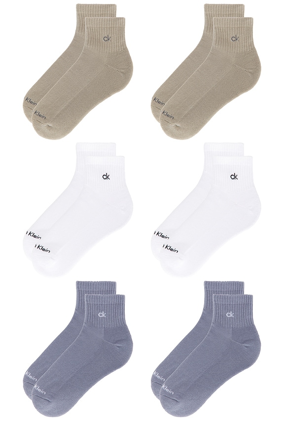 view 2 of 4 6 Pack Basic Cushion Quarter Socks in White Assorted