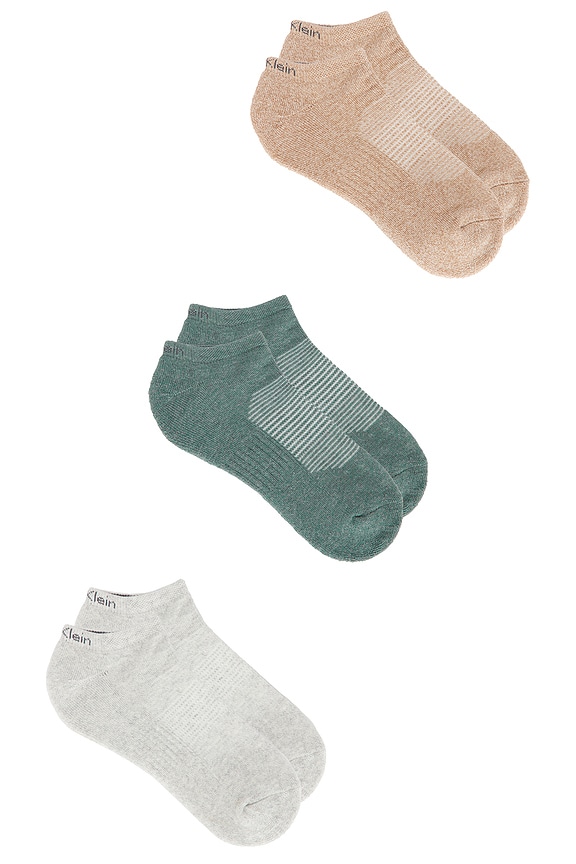 view 2 of 5 3 Pack Cushion Recycled No Show Socks in Beige Assorted