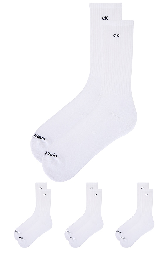 view 2 of 4 6 Pack Basic Cushion Crew Socks in White