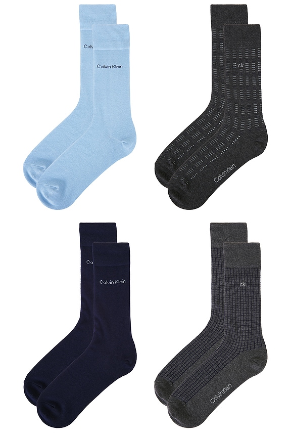 view 2 of 2 4 Pack Combed Cotton Giftbox Dress Crew Socks in Grey Assorted
