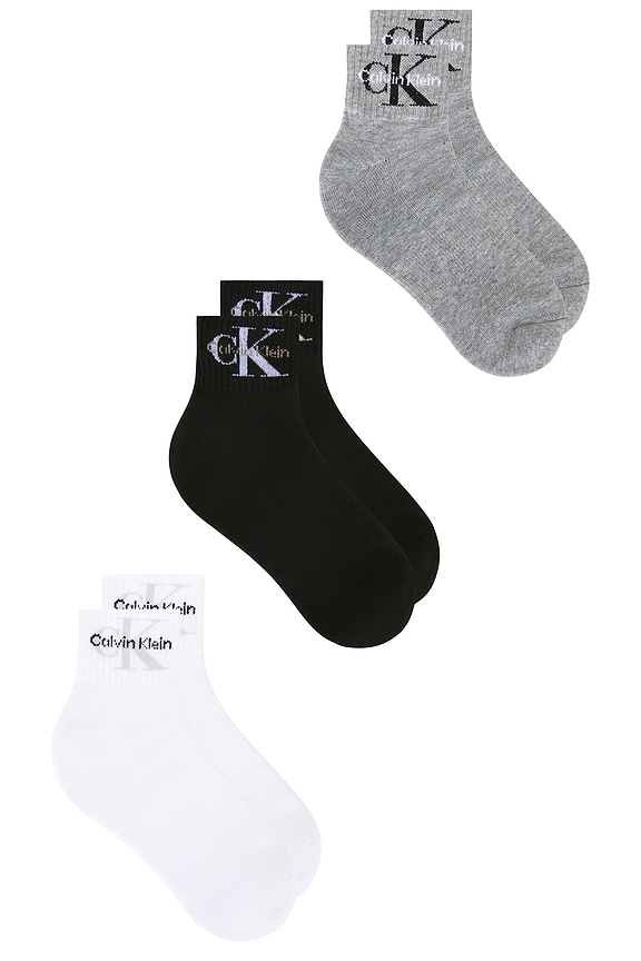 view 2 of 3 6 Pack 1/2 Terry Athletic Quarter Socks in White Assorted