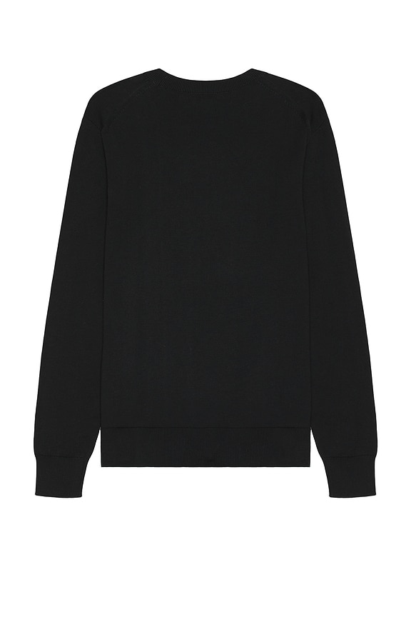 view 2 of 3 Tonal Logo Smooth Cotton Crewneck Sweater in Black