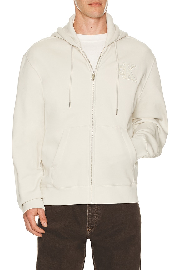 view 1 of 5 Fleece Full Zip Hoodie in Chalk