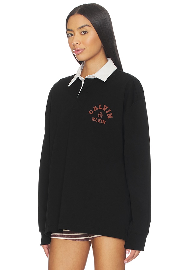 view 2 of 4 Compact Rugby Long Sleeve Polo in Black