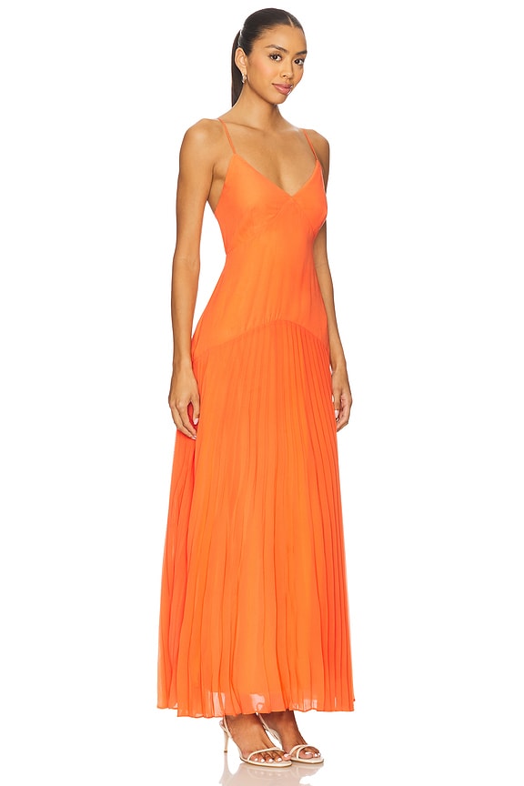 view 2 of 3 Jennelyn Chiffon Pleated Gown in Clementine