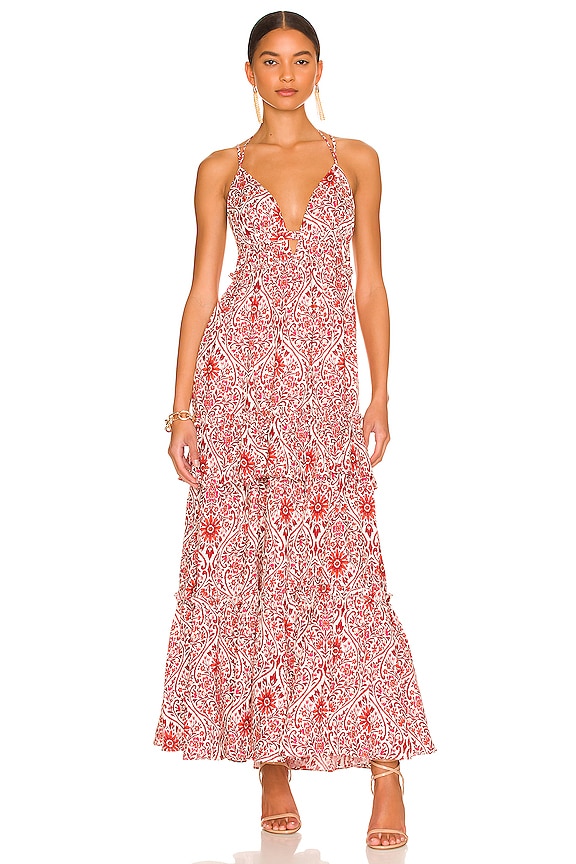 view 1 of 3 VESTIDO LARGO DORIS in Orange Demask