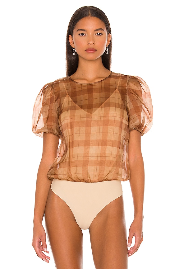 view 2 of 5 Bethany Bodysuit in Beige Plaid