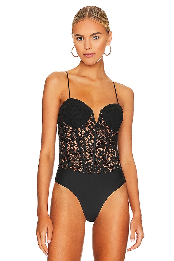 view 2 of 5 Anne Corded Lace Bodysuit in Black