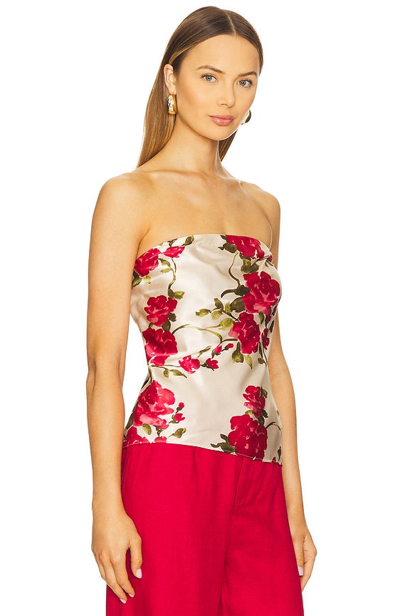view 2 of 4 Prima Strapless Camisole Top in Campari Watercolor