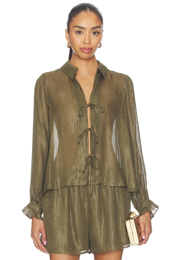 view 1 of 5 Niecey Metallic Chiffon Blouse in Grove