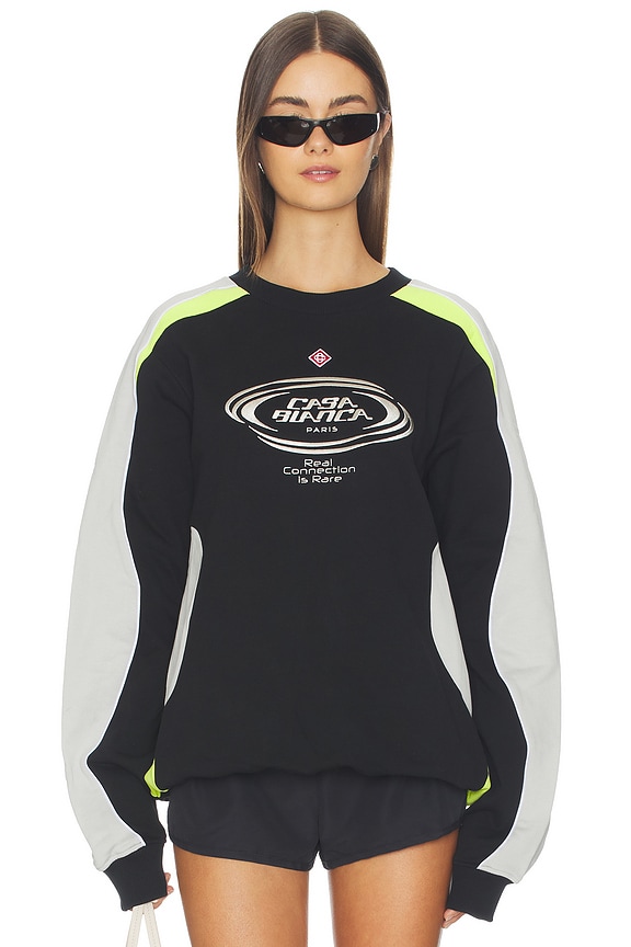 view 1 of 5 CLOLORBLOCK 맨투맨셔츠 in Black, Grey, & Lime