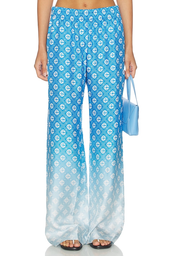 view 1 of 6 Silk Trouser in Gradient Diamond Monogram