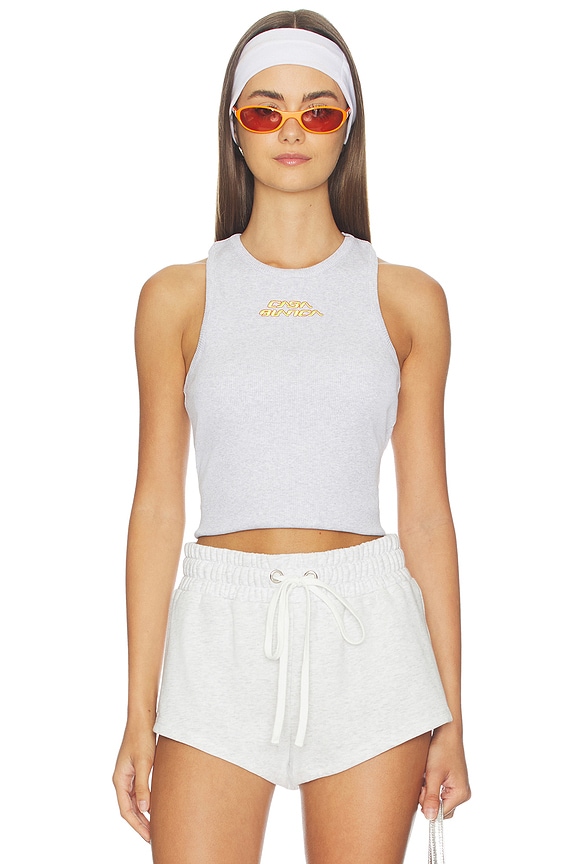 view 1 of 5 Ribbed Tank Top in Grey Marle