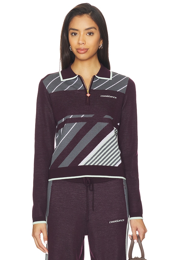 view 2 of 5 Diagonal Sporty Polo in Aubergine