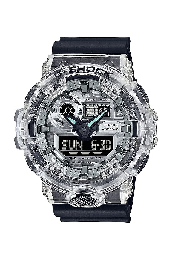 GShock Ga700 Series Watch in Silver & Black REVOLVE