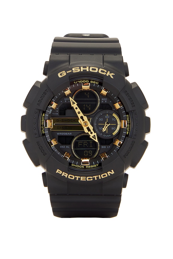 G-Shock GMAS140 Series Watch in Black & Gold | REVOLVE