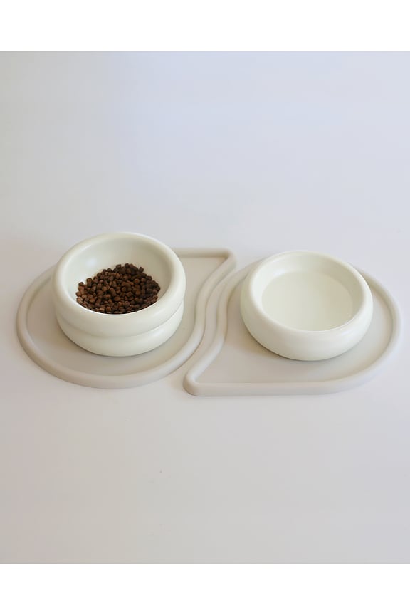 view 2 of 4 Drop Pet Food Bowl Mats Set Of 2 in Sand